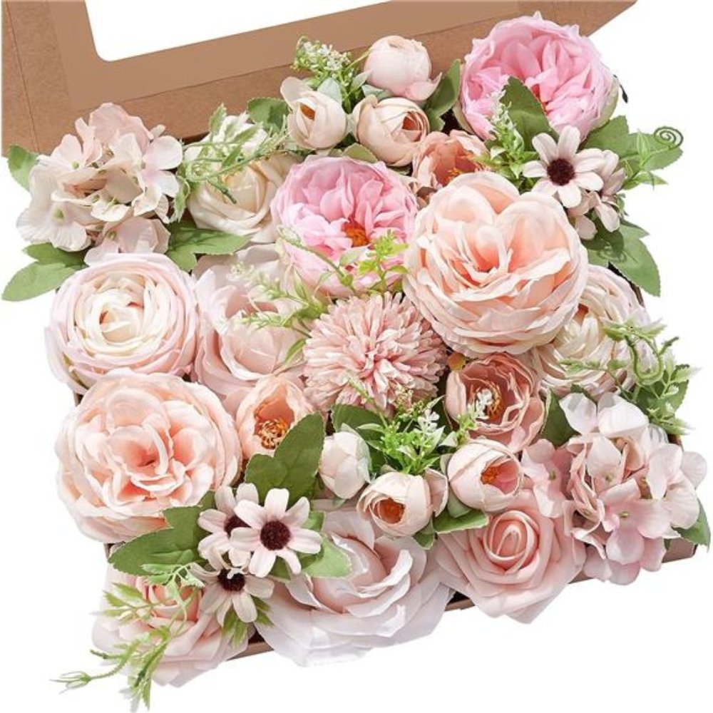 Artificial Flowers Pink Wedding Flowers Silk Flowers with Stems Fake Cake Flower
